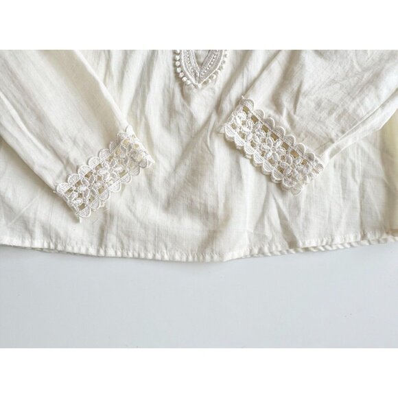 Vintage 80's SCOTT MCCLINTOCK Cream Cotton Lace Victorian Style Blouse, Size 6 - Picture 10 of 16